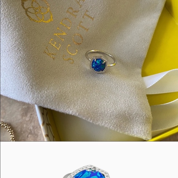 Davie Silver Band Ring In Royal Blue Kyocera Opal - Picture 6 of 9